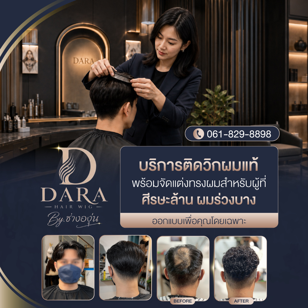 ร้านวิกผมติดกาว ช่างองุ่น Dara Hairwig